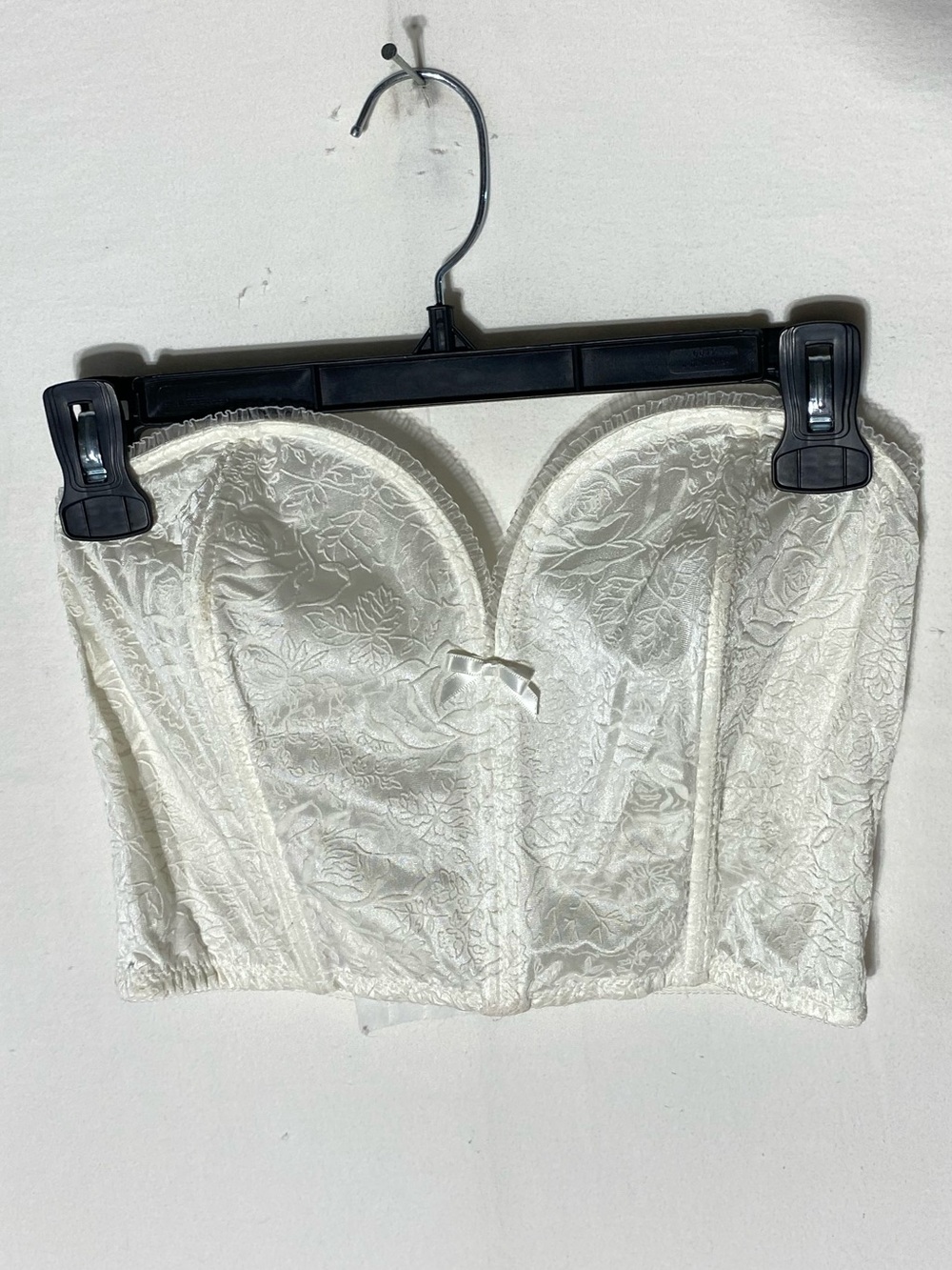 Vintage Warners White Floral Jacquard Bustier Crop Top Strapless Corset M